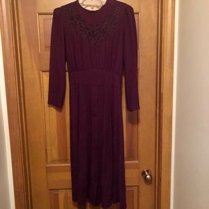 Vintage burgundy maroon Karin Stevens Petite Dress, size 12, elegant classy